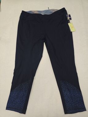 Tangerine Navy and Light Blue Performance Capri Leggings